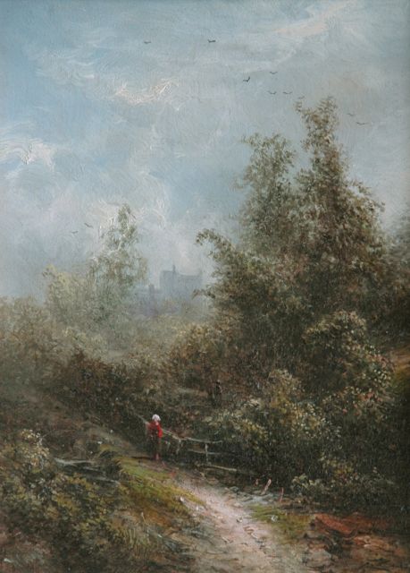Pieter Kluyver | Bospad, olieverf op paneel, 22,1 x 16,5 cm, gesigneerd l.o.