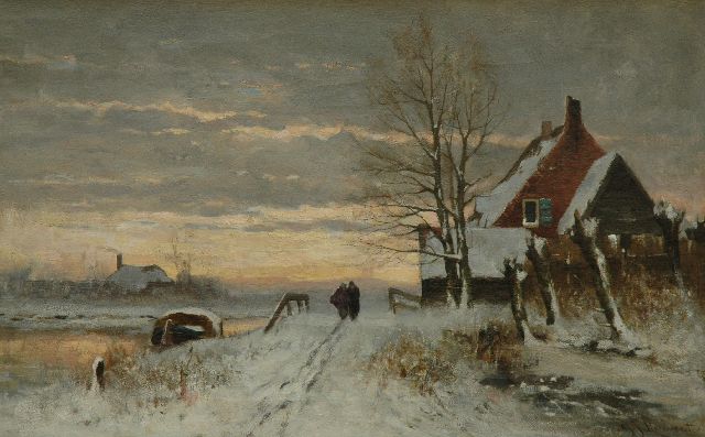 Gerardus Johannes Roermeester | Winterse avondstemming, olieverf op doek, 44,0 x 66,4 cm, gesigneerd r.o.