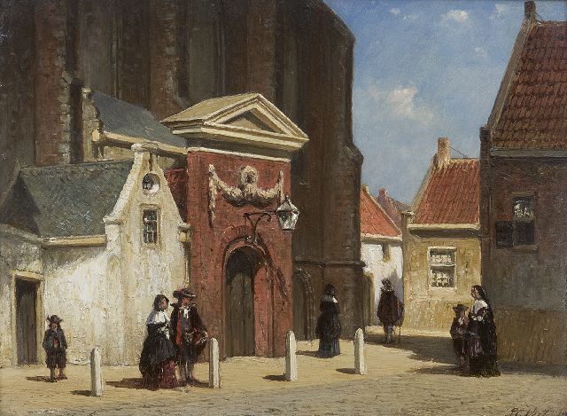 Vertin P.G.  | Gezicht op de Waalse kerk Haarlem, olieverf op paneel 19,0 x 25,0 cm, gesigneerd r.o.