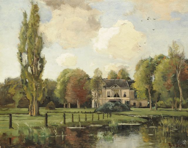 Théophile Emile Achille de Bock | Huize Avegoor te Ellecom, olieverf op paneel, 39,5 x 50,1 cm, gesigneerd r.o.