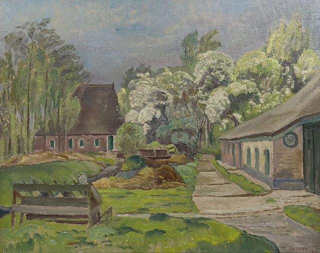 Dirk Filarski | Boerderijen, olieverf op doek, 80,0 x 100,5 cm, gesigneerd r.o. en gedateerd 1942