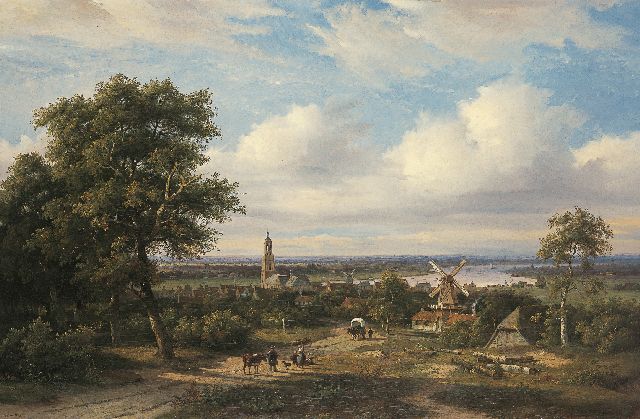 Johannes Pieter van Wisselingh | Gezicht op Rhenen, olieverf op doek, 105,2 x 160,3 cm, gesigneerd l.o. en vermoedelijk te dateren ca. 1841