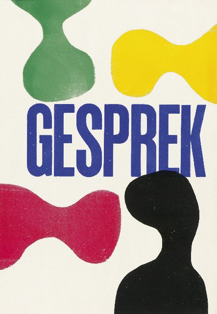 Hendrik Werkman | Gesprek (voorblad) (alleen tezamen met 14704), sjabloon op papier, 31,5 x 22,1 cm, gedrukt in 1942