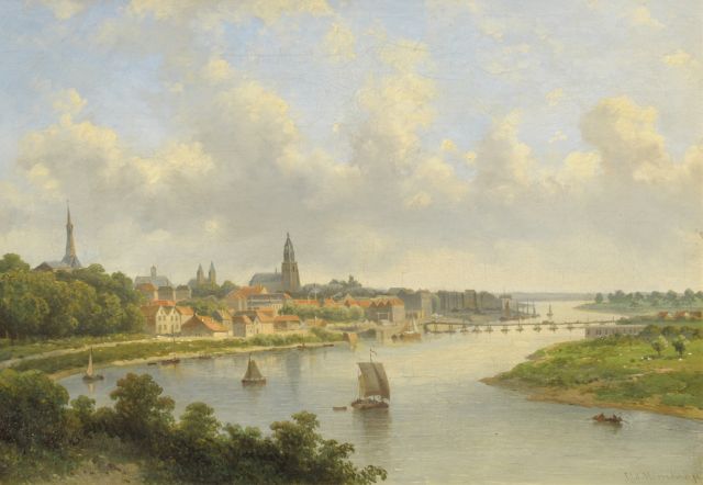 Johannes Jacobus Antonius Hilverdink | Gezicht op Arnhem, olieverf op doek, 36,0 x 50,5 cm, gesigneerd r.o.