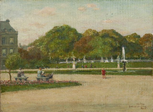 Staller G.J.  | Jardin du Luxembourg, Parijs, olieverf op doek op paneel 35,8 x 48,2 cm, gesigneerd r.o.