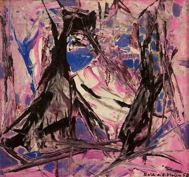Siegfried Reich an der Stolpe | Violetter Raum, olieverf op fiberboard, 29,9 x 32,0 cm, gesigneerd r.o. en gedateerd '58