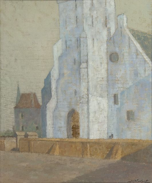 Johan Windhorst | De Andreaskerk, Katwijk aan Zee, olieverf op doek, 50,6 x 41,5 cm, gesigneerd r.o. en op spieraam gedateerd september 1928