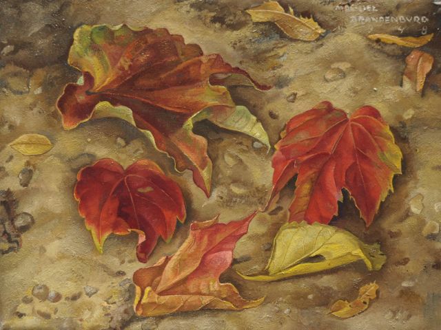 Machiel Brandenburg | Herfstbladeren, olieverf op doek, 18,6 x 24,3 cm, gesigneerd r.b. en gedateerd 1948