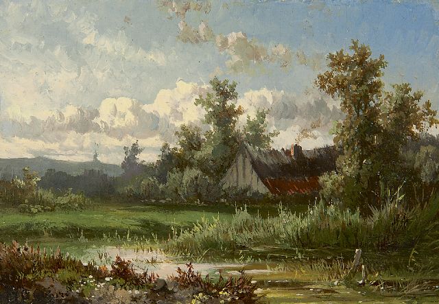 Constan Gabriel | Landschap bij Oosterbeek, olieverf op paneel, 9,8 x 14,1 cm, gesigneerd l.o. en te dateren ca. 1855