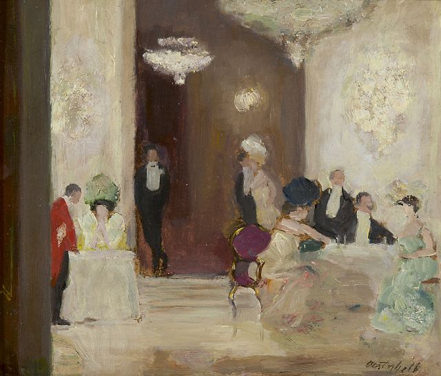 Walter Oesterheld | Nachtlokaal, Berlijn, olieverf op doek op board, 22,5 x 26,5 cm, gesigneerd r.o. en te dateren ca. 1904