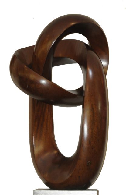 Mader H.J.  | De knoop, Iroko 98,0 x 53,0 cm, gesigneerd met monogram en te dateren zomer 1989