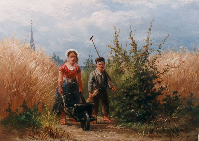 Albert Jurardus van Prooijen | Terugkeer van het veld, olieverf op paneel, 14,3 x 19,8 cm, gesigneerd r.o.