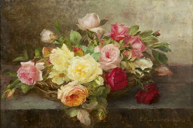 Elise Nees von Esenbeck | Mand met rozen, olieverf op doek, 44,6 x 66,5 cm, gesigneerd r.o. en gedateerd 1903