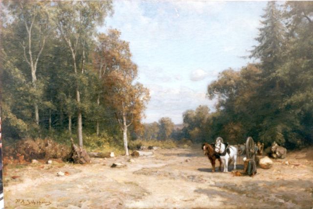 Piet Schipperus | Mallejan aan de bosrand, olieverf op doek, 55,7 x 83,0 cm, gesigneerd l.o.