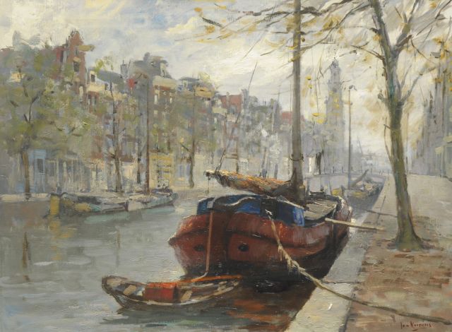 Jan Korthals | Gezicht op de Prinsengracht, Amsterdam, olieverf op doek, 60,0 x 80,0 cm, gesigneerd r.o.