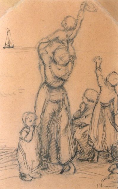 Bernard Blommers | Dag vader (studie), pen en inkt op papier, 34,5 x 22,0 cm, gesigneerd r.o.