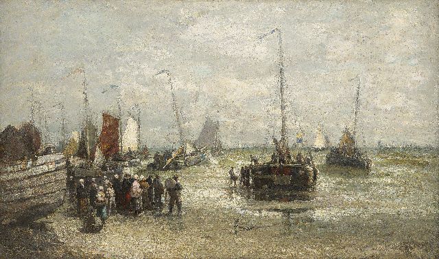 Harry Chase | Het vertrek van de vissersvloot, olieverf op doek, 66,5 x 112,5 cm, gesigneerd r.o.