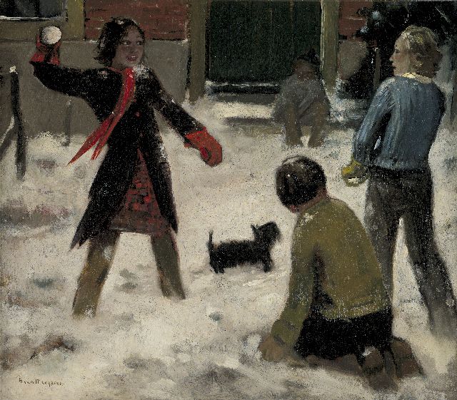 Han van Meegeren | Sneeuwballen gooien, olieverf op doek, 63,0 x 71,0 cm, gesigneerd l.o. en te dateren ca. 1944-1945