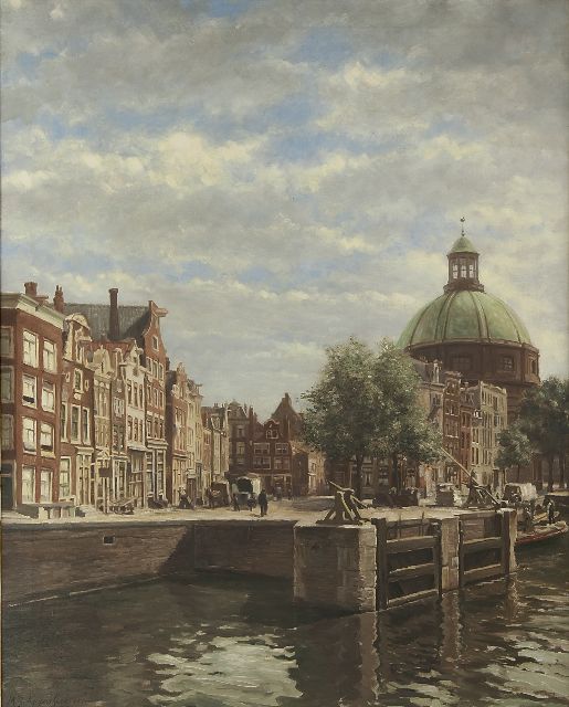 Korpershoek M.J.  | De Haarlemmersluis, Amsterdam, olieverf op doek 100,2 x 80,0 cm, gesigneerd l.o. en gedateerd 1922