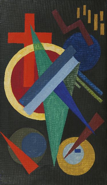 Wobbe Alkema | Improvisatie, wasverf op doek, 80,3 x 47,0 cm, gesigneerd verso en verso gedateerd 1929