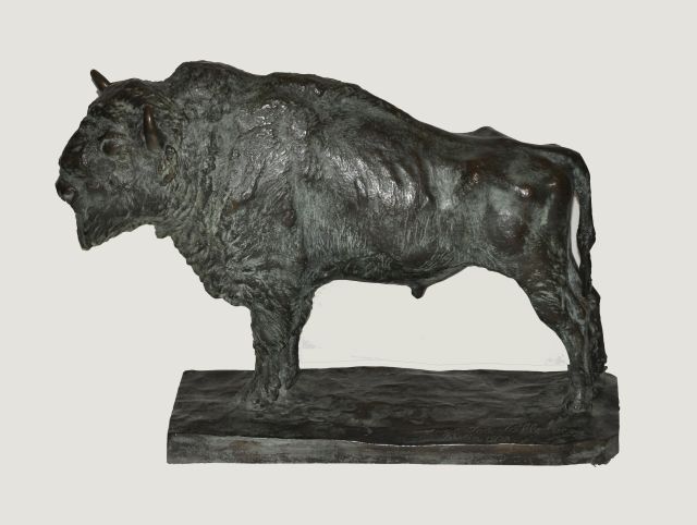 Jozef Franz Pallenberg | Bizon, brons, 35,5 x 48,0 cm, gesigneerd op basis en gedateerd 'Berlin 1903'