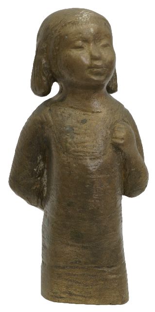 Karl Kluth | Zelfbewust meisje, brons, 19,0 x 9,1 cm, gesigneerd op achterkant