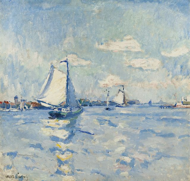Willem Paerels | Zeilschepen op een rivier, olieverf op doek, 71,3 x 74,3 cm, gesigneerd l.o. en vermoedelijk te dateren ca. 1915