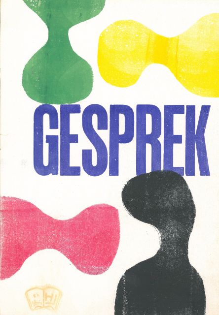 Hendrik Werkman | Gesprek (1942), sjabloon, inktrol, drukinkt op papier, 31,6 x 21,9 cm