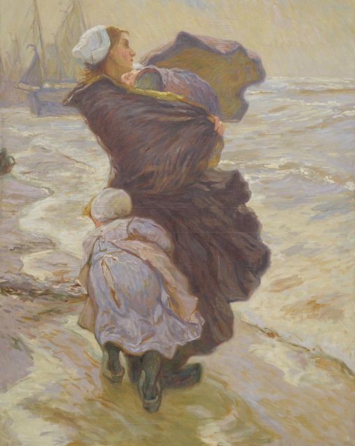 Hans von Bartels | Wachten op de vissersvloot, olieverf op doek, 120,0 x 95,5 cm
