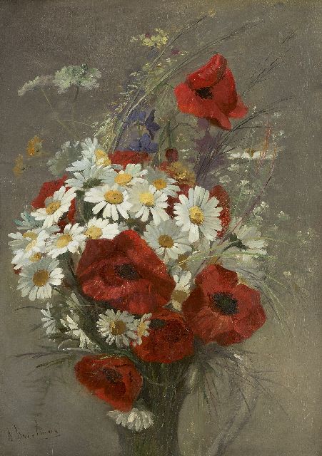 Jacques-Alfred Brielman | Stilleven met papavers en margrieten, olieverf op doek, 46,1 x 32,6 cm, gesigneerd l.o.