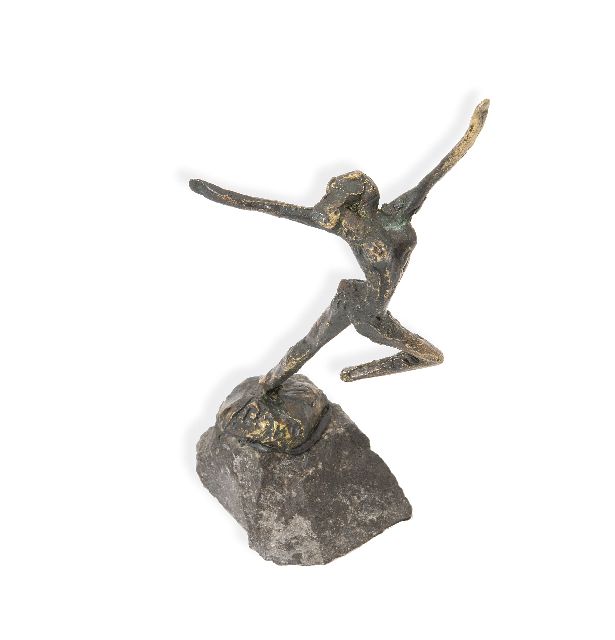 Bakker W.F.  | Olympic dance, brons 10,0 cm, gesigneerd op basis