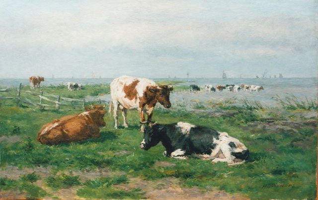 Wolbers H.G.  | Koeien in de wei, olieverf op paneel 26,8 x 42,0 cm, gesigneerd r.o.