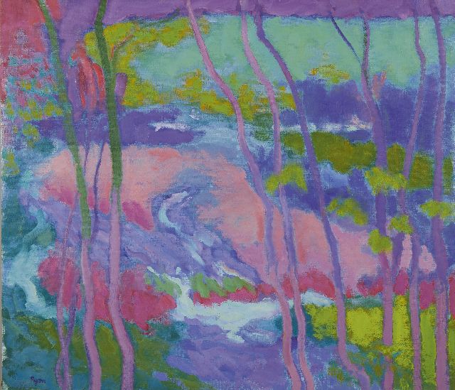 Ryan M.  | Purple landscape, olieverf op doek 65,0 x 75,0 cm, gesigneerd l.o.