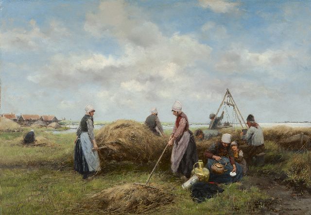Johannes Marius ten Kate | Hooioogst op Marken, olieverf op paneel, 36,1 x 51,2 cm, gesigneerd r.o.