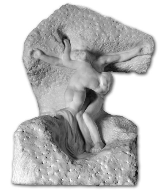 Rodin F.A.R.  | Le Christ et la Madeleine, marmer 109,0 x 81,0 cm, gesigneerd r.o. op basis en te dateren ca. 1908-1909
