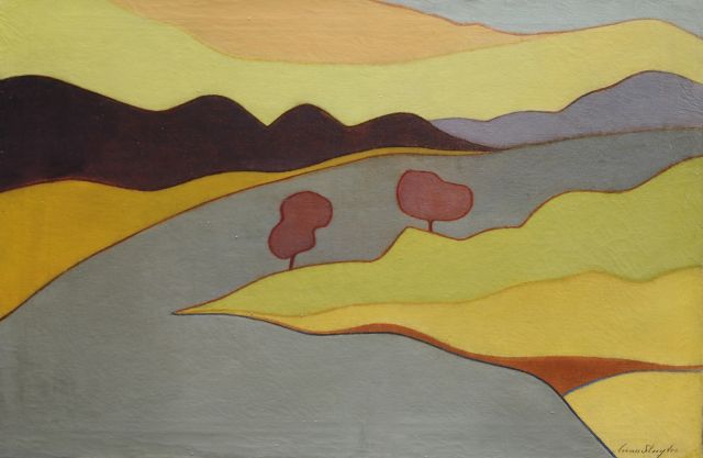 Anna Sluijter | Glooiend landschap met rivier, olieverf op doek, 60,0 x 90,0 cm, gesigneerd r.o. en te dateren ca. 1923