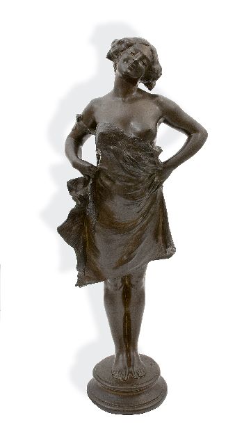 Julien Auguste Philibert Lorieux | Meisjesfiguur, brons, 86,5 x 27,0 cm, gesigneerd op basis