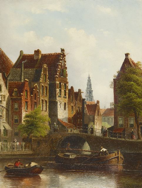 Johannes Franciscus Spohler | Gezicht op de Grimnessesluis, Amsterdam, olieverf op doek, 44,2 x 35,3 cm, gesigneerd r.o.
