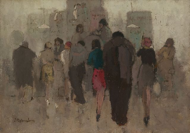 Jan Rijlaarsdam | Caféscène, Parijs, olieverf op doek, 50,0 x 70,8 cm, gesigneerd l.o.