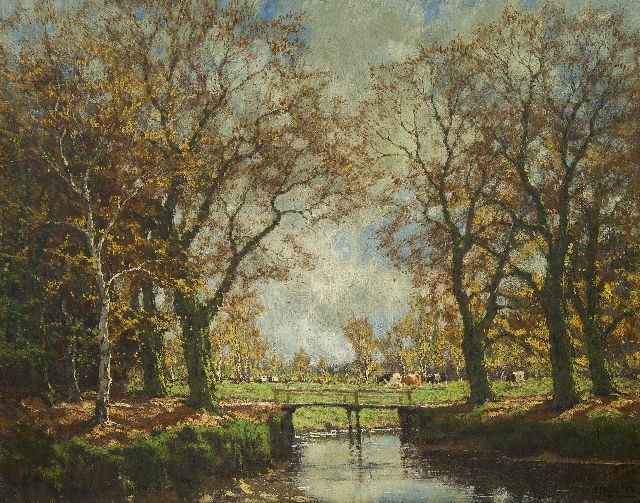Arnold Marc Gorter | Landschap met beek en koeien, olieverf op doek, 62,3 x 79,1 cm, gesigneerd r.o.