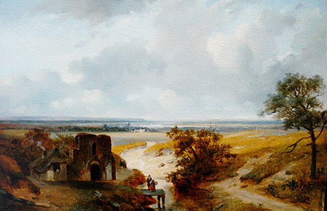 Nicolaas Roosenboom | Panoramisch zomerlandschap, olieverf op paneel, 34,0 x 49,5 cm, gesigneerd l.o.