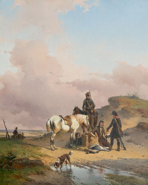 Josephus Jodocus Moerenhout | Na de jacht, olieverf op doek, 65,8 x 53,3 cm, gesigneerd l.v.h.m. en gedateerd 1840