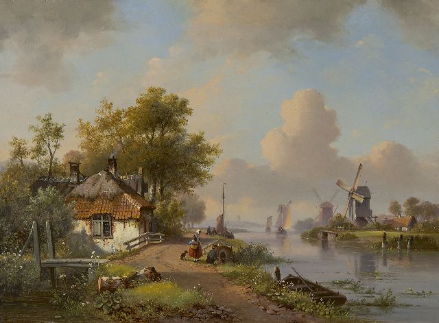 Lodewijk Johannes Kleijn | Zomers riviergezicht, olieverf op paneel, 34,8 x 47,2 cm