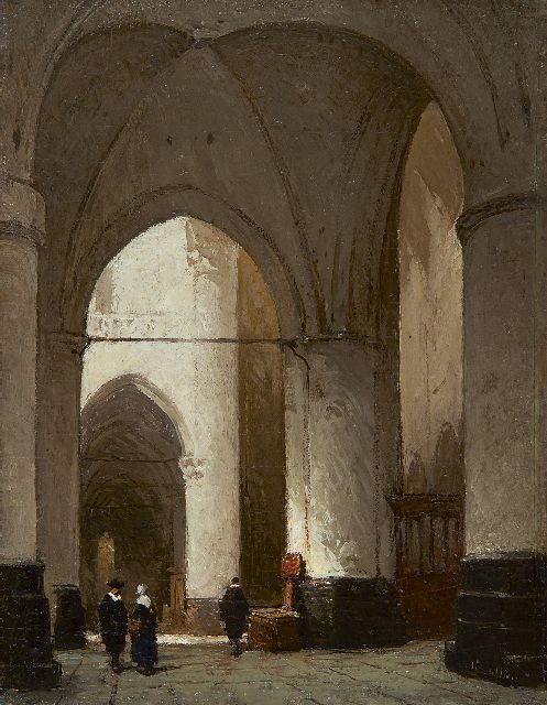 Johannes Bosboom | Kerkinterieur, olieverf op paneel, 19,2 x 15,0 cm, gesigneerd r.o.