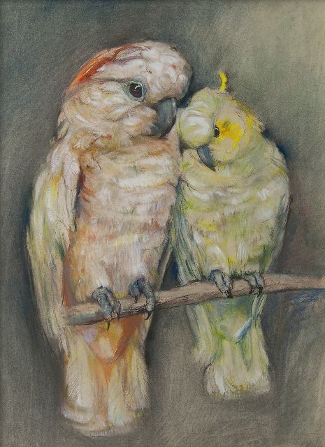 Johanna Pieneman | Twee kaketoes, pastel op papier, 47,2 x 34,9 cm, gesigneerd r.o.
