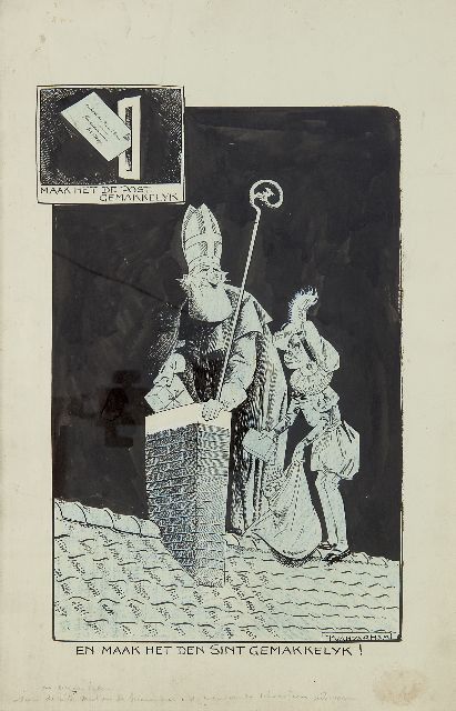 Piet van der Hem | Sint Nicolaasavond, Oost-Indische inkt en krijt op papier, 38,5 x 24,8 cm, gesigneerd r.o.