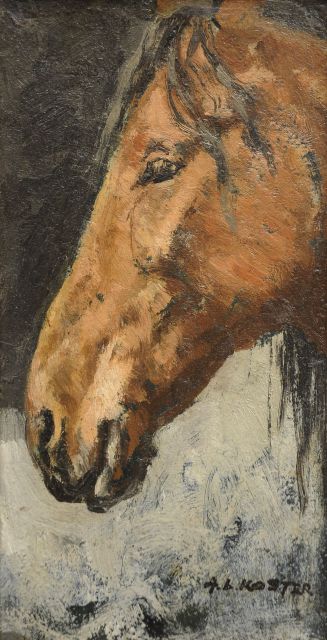 Anton Koster | Paardenhoofd, olieverf op paneel, 21,7 x 11,5 cm, gesigneerd r.o.