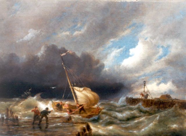 Pieter Cornelis  Dommershuijzen | Kustgezicht bij Muiderberg bij storm, olieverf op paneel, 30,2 x 40,6 cm, gesigneerd r.o. en gedateerd 1908, zonder lijst