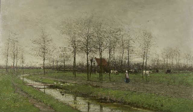 Willem Maris | Vroeg in 't voorjaar, olieverf op doek, 66,0 x 111,2 cm, gesigneerd l.o. en te dateren ca. 1875