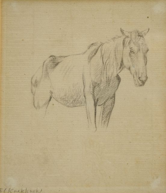 Barend Cornelis Koekkoek | Studie van een paard, krijt op papier, 14,3 x 12,5 cm, gesigneerd l.o.